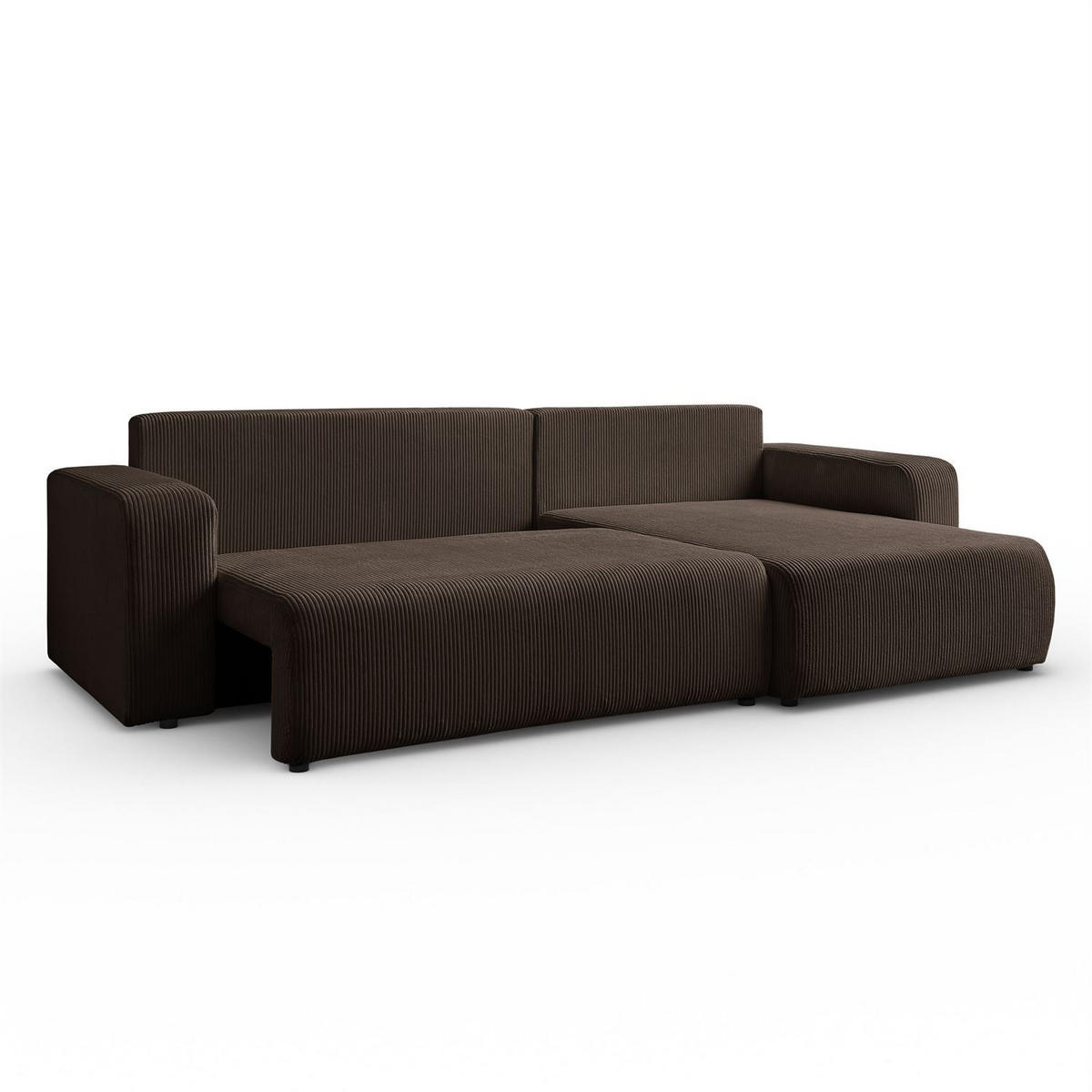 ECKSOFA Gepolstertes PRESTIGE XL mit Schlaffunktion und Bettkasten, Poso 06 - Braun, Textil (277/143cm) - Lookway