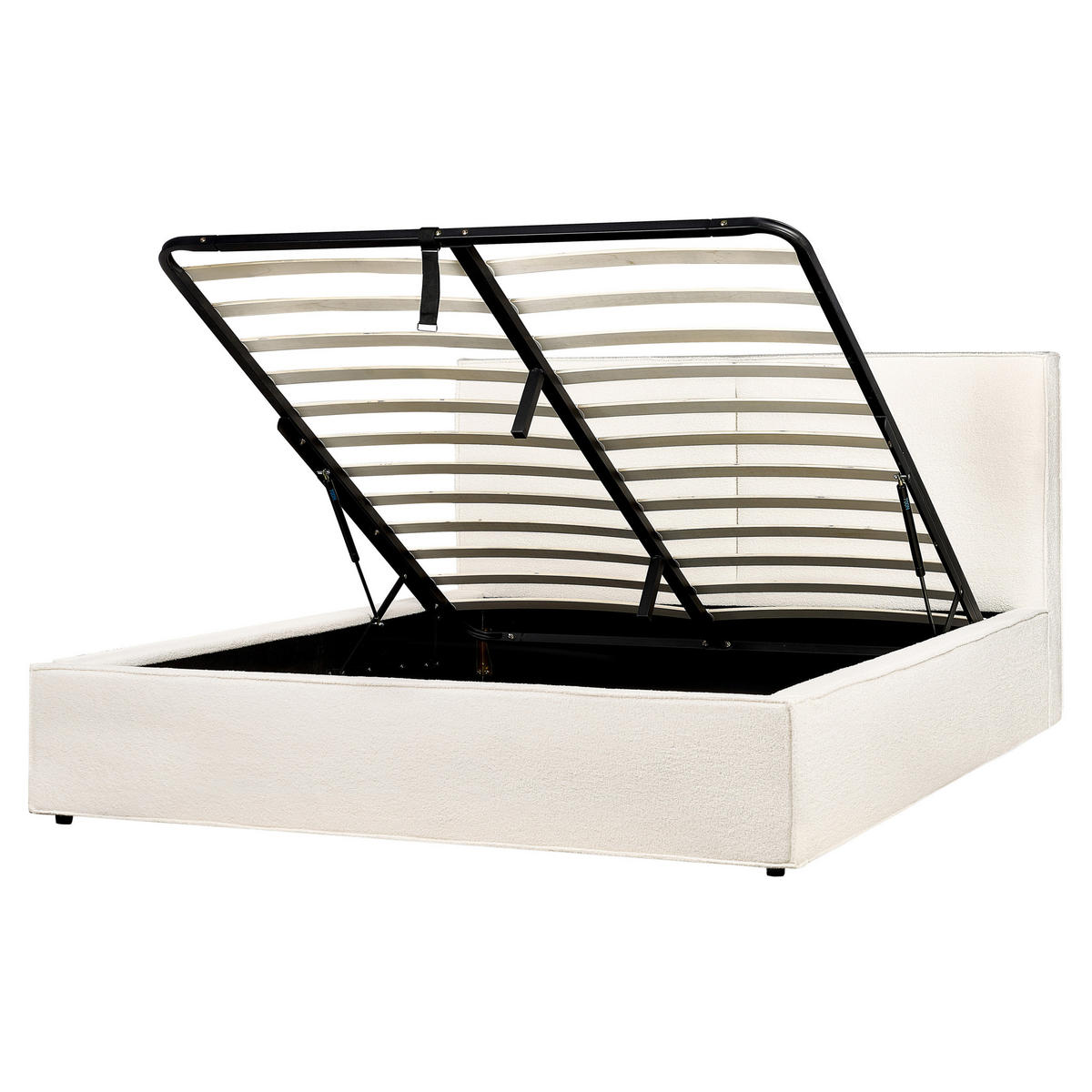 POLSTERBETT 160/200 cm Weiß Moissac - Creme, Textil (160/200cm) - Beliani