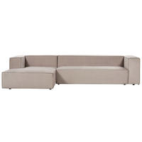3-SITZER-ECKSOFA Samtstoff taupe linksseitig Vernon - Taupe, Textil (330/178cm) - Beliani