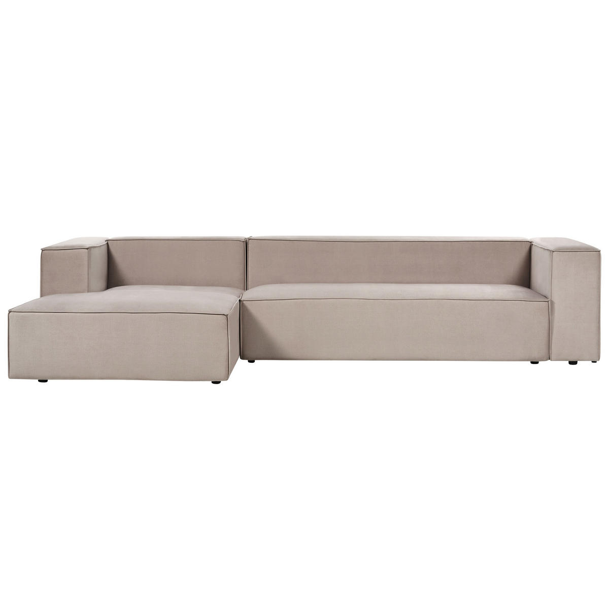 3-SITZER-ECKSOFA Samtstoff taupe linksseitig Vernon - Taupe, Textil (330/178cm) - Beliani
