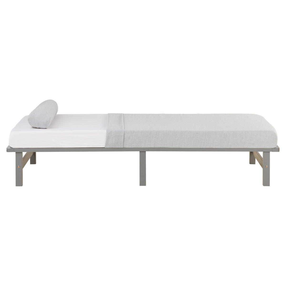 HOLZBETT mit Matratze 90/200 cm grau - Grau, Holz (90/200cm) - Homestyle4u