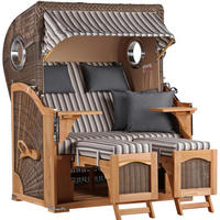 STRANDKORB Düne 2 Sitzer Teak PE Grey - Braun/Grau, Holz/Metall (125/170/80cm) - Mr. Deko