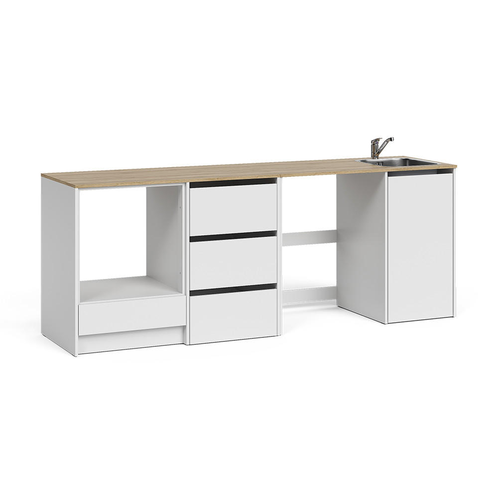 KÖKSUNDERSKÅP Viktor, Vit/Hantverks ek, med handfat och kran - Vit/Ek Artisan, Träbaserade material (230.4/88.2/60.3cm) - Vicco