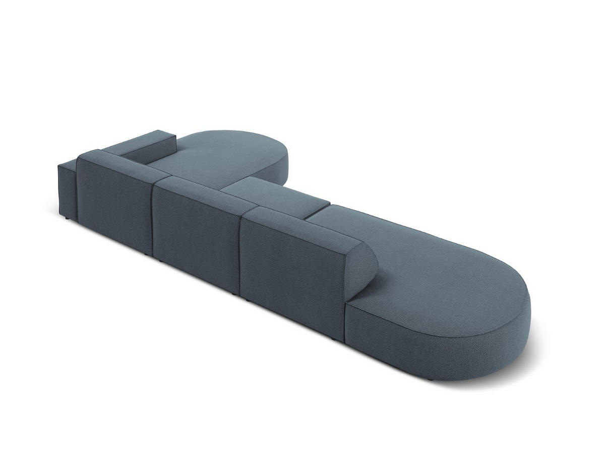 ECKSOFA rechts Jodie aus strukturiertem Stoff blau 4 Sitzplätze - Blau, Textil (166/342cm) - Micadoni
