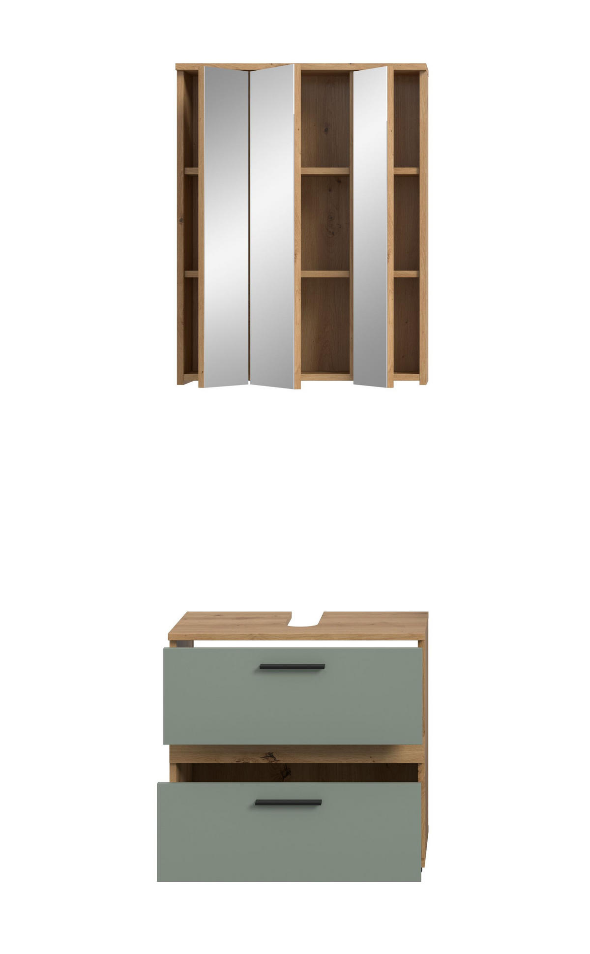 BADEZIMMER 2tlg. Flint (B/H/T: 60x191x34 cm) in Salbei und Artisan Eiche Nachbildung - Eiche Artisan, Holzwerkstoff (60/191/34cm) - Homes & Jones