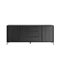 SIDEBOARD mit 2 Türen und 3 Schubladen L205 cm - City - Schwarz, Holzwerkstoff (40/84/205cm) - Calicosy