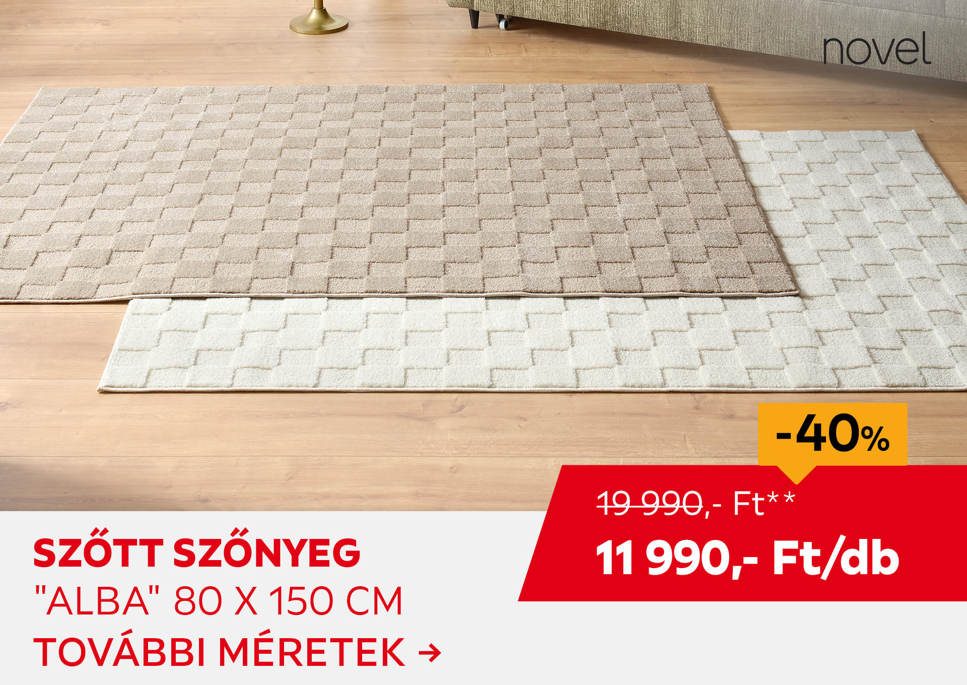 SZŐTT SZŐNYEG "ALBA" 80 X 150 CM Kiemelt termék 19990 Ft.- helyett 11990 Ft.-