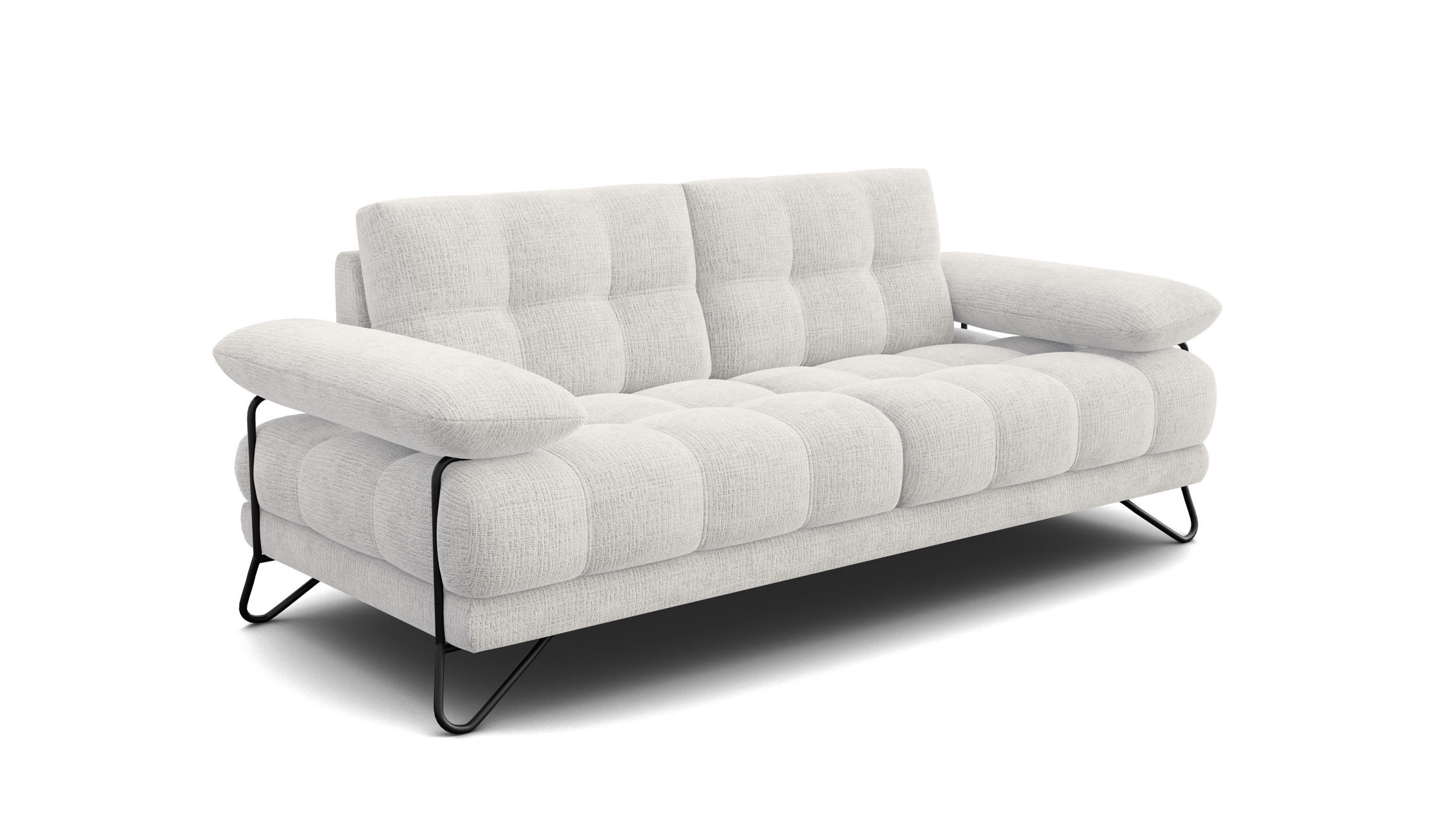 SOFA BUBBARA 2,5-Sitzer, creme - Creme/Schwarz, Holz/Textil (215/87/96cm) - Courtois Laville
