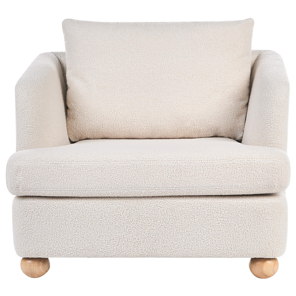 SESSEL Bouclé Cremeweiß Rattvik - Hellbraun/Weiß, Textil (98/86/82cm) - Beliani