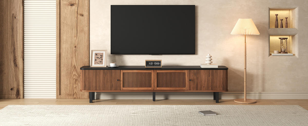 TV-SCHRANK Lowboard 190x35x45 cm Schiebetüren Design - Nussbaumfarben, Holz (190/45/35cm) - Fortuna Lai
