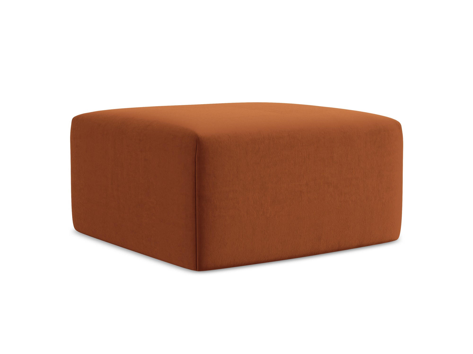 POUF Samt Stoff Orange - Terracotta/Schwarz, Holzwerkstoff/Kunststoff (75/37/75cm) - Makamii