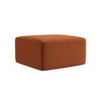 POUF Samt Stoff Orange - Terracotta/Schwarz, Holzwerkstoff/Kunststoff (75/37/75cm) - Makamii