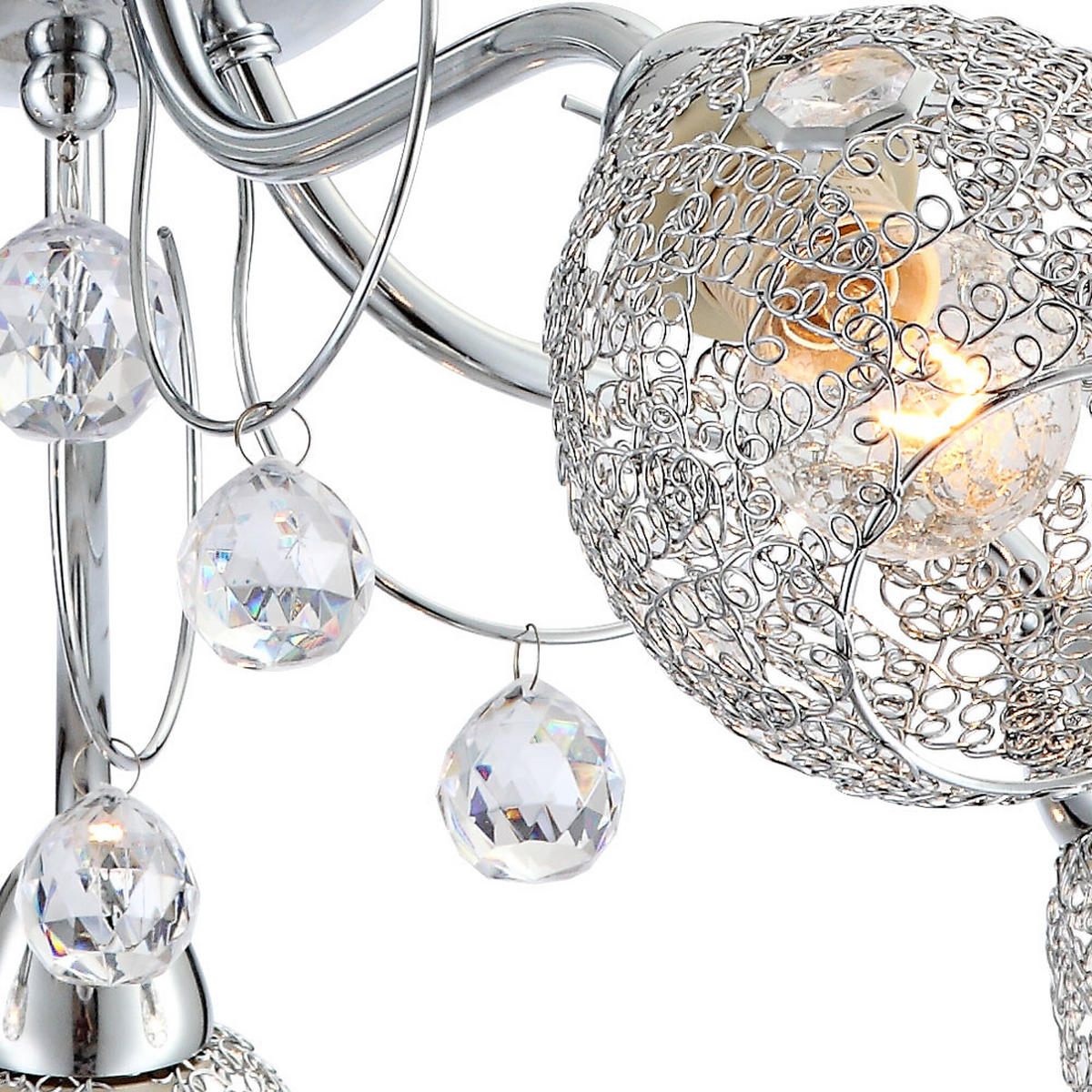 LED DECKENLEUCHTE Metall Kristalloptik Silber - Silberfarben, Metall (54/54/22cm) - Globo Lighting