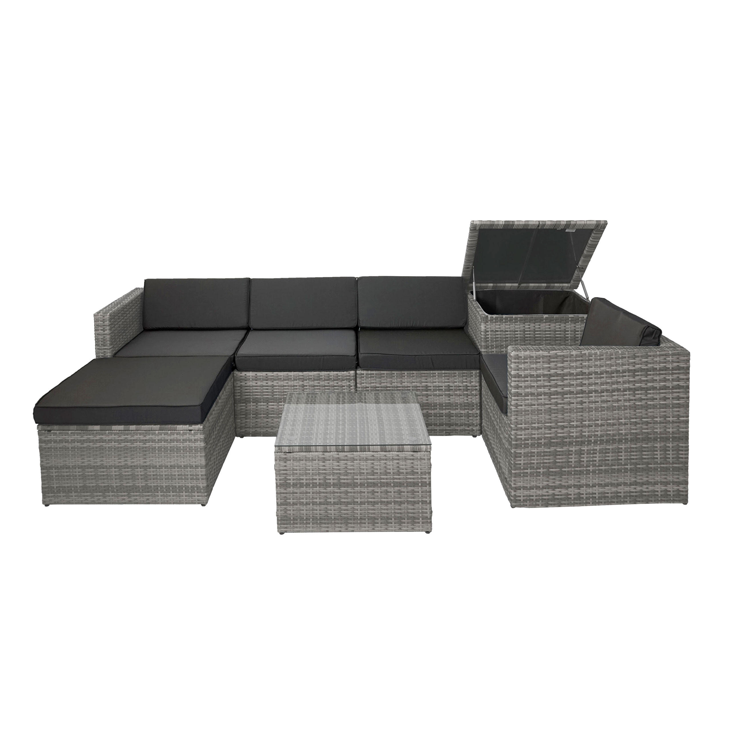 POLY-RATTAN-GARNITUR STAUFACH Grau - Grau, Kunststoff - MCW