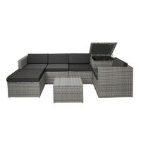 POLY-RATTAN-GARNITUR STAUFACH Grau - Grau, Kunststoff - MCW