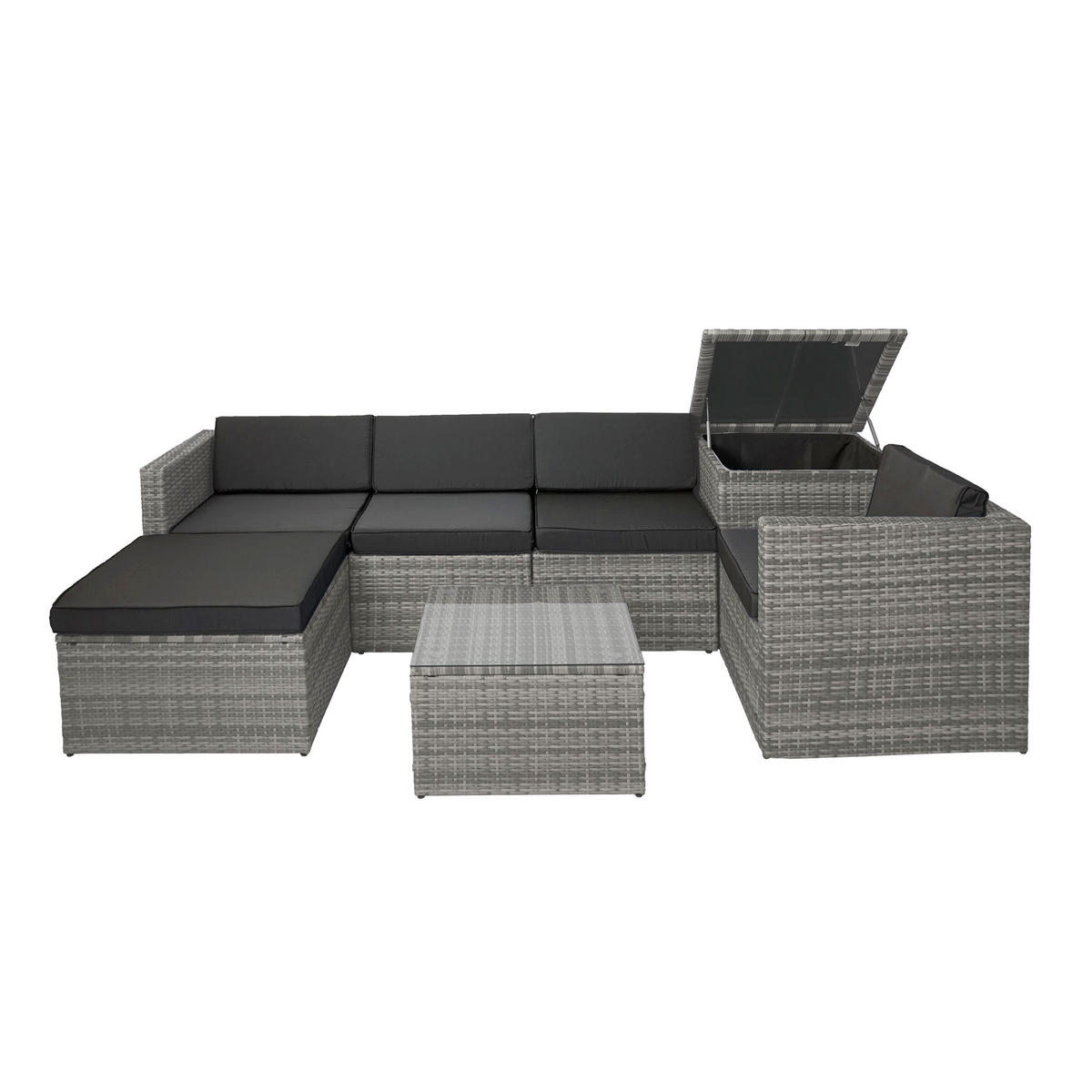 POLY-RATTAN-GARNITUR STAUFACH Grau - Grau, Kunststoff - MCW