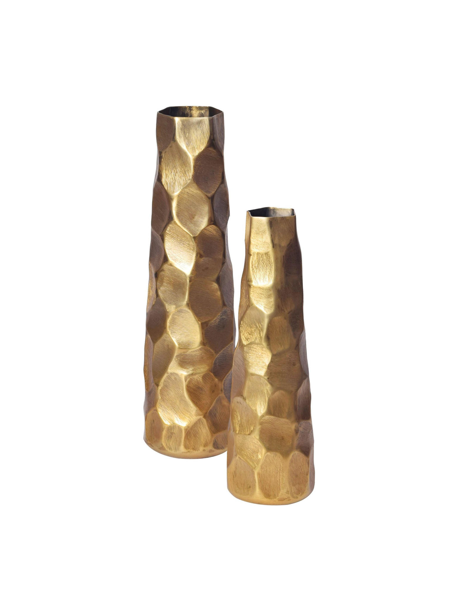 VASEN 2er-Set CASTELSARDO, Aluminium, Gold, Ø 15 x 48,5 cm - Goldfarben, Metall (48.5cm) - KADIMA DESIGN