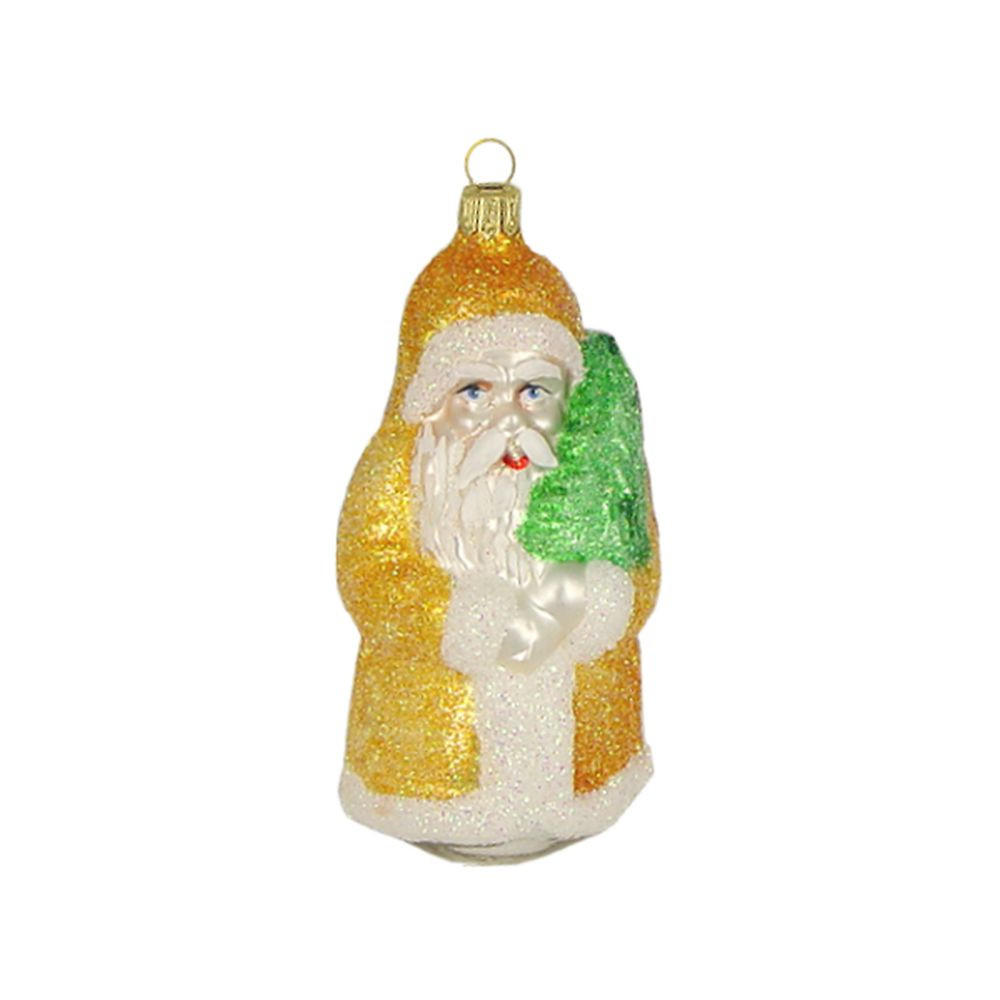 CHRISTBAUMSCHMUCK Weihnachtsmann mit Mantel gold 11 cm - Multicolor, Metall (0.1/11/0.1cm)
