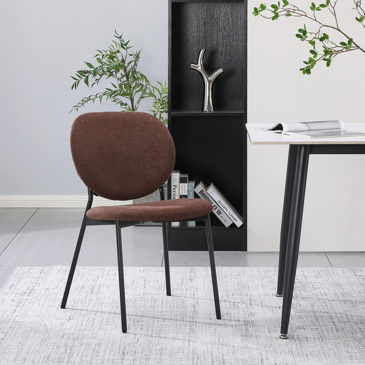 POLSTERSTUHL Broctalm Dunkelbraun - Dunkelbraun/Schwarz, Textil/Metall (49/79/46cm) - Selsey