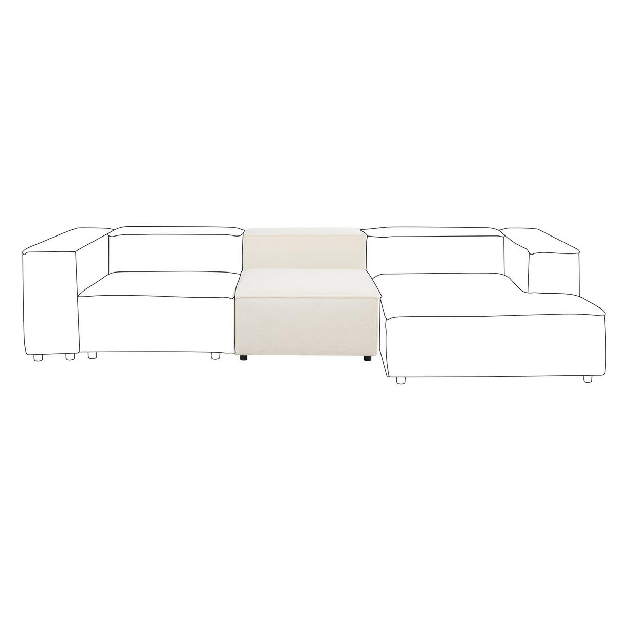 SESSELMODUL Bouclé Cremeweiß Ardal - Creme, Textil (88/68/120cm) - Beliani