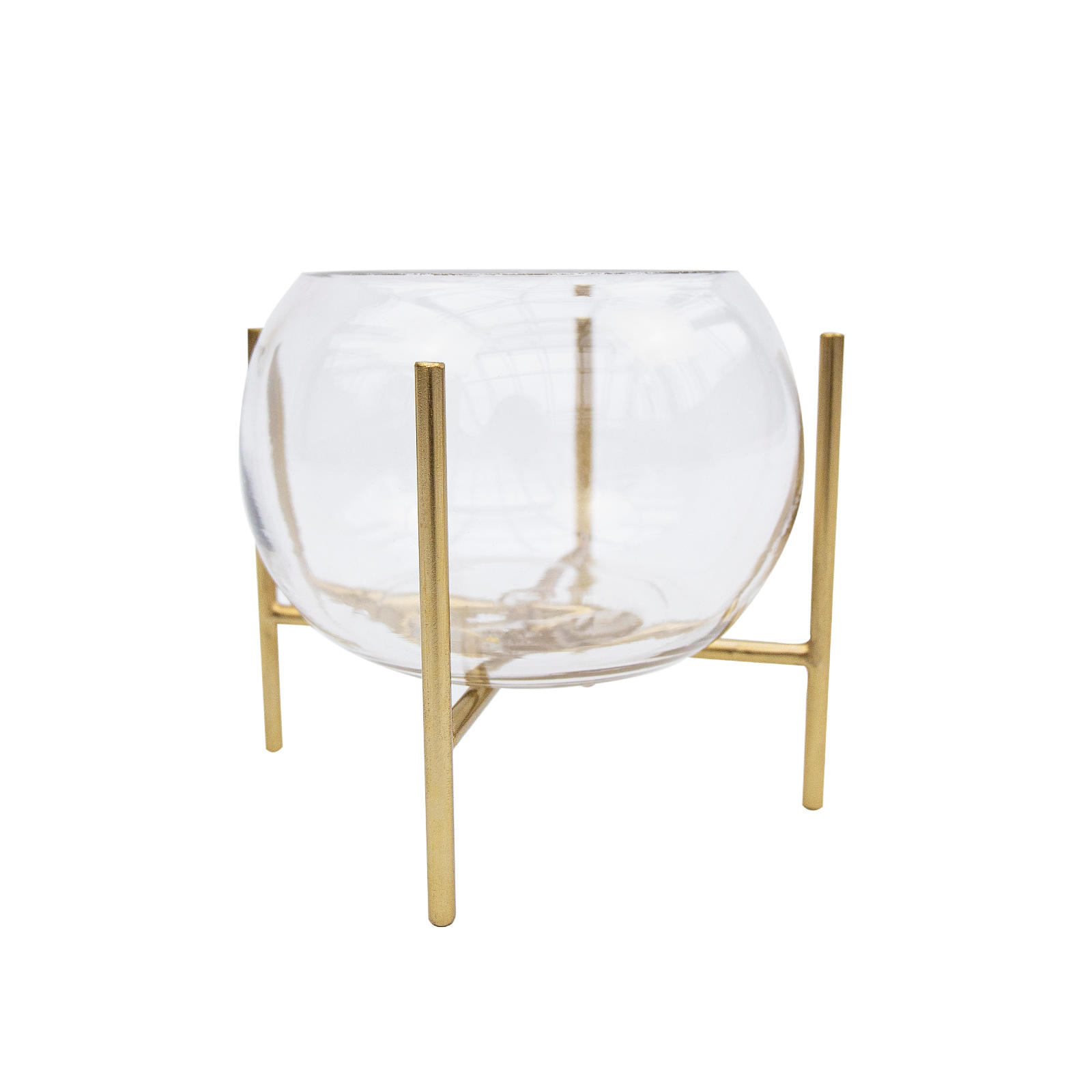 VASE Arzu aus Glas & Eisen in Gold 18/23 cm - Goldfarben, Glas (23cm) - LaLe Living