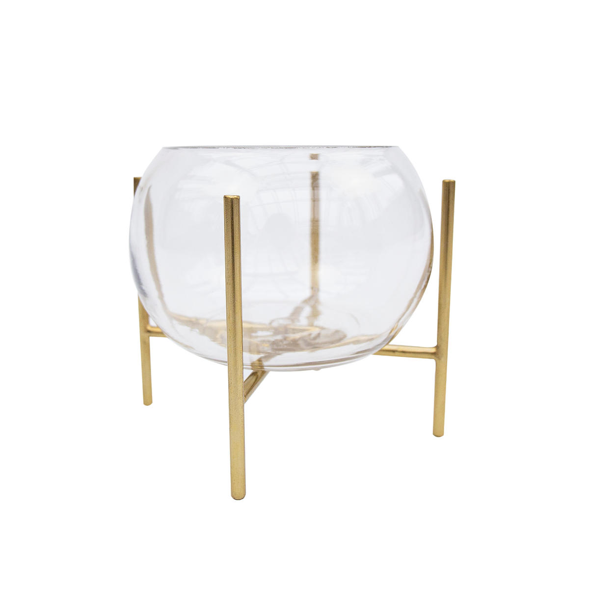 VASE Arzu aus Glas & Eisen in Gold 18/23 cm - Goldfarben, Glas (23cm) - LaLe Living