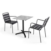 GARTENSET 3-tlg., Weiß/Grau - Ecru/Grau, Metall - Oviala