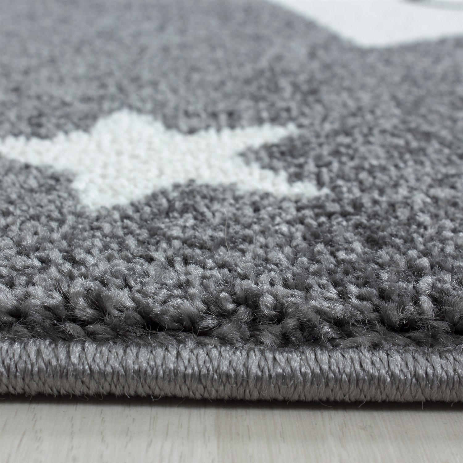 TEPPICH Kinder Sterne Polypropylen saugroboter Kurzflor Kinderzimmer Grau Rund 120x120 - Grau, Textil (120/120cm) - KADIMA DESIGN