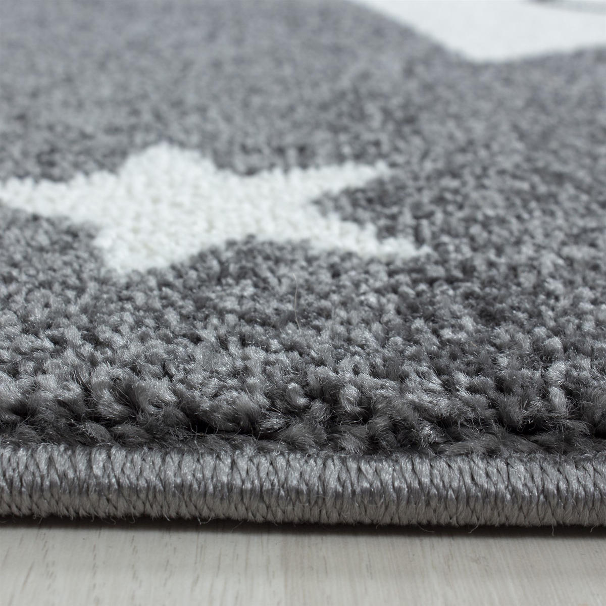 TEPPICH Kinder Sterne Polypropylen saugroboter Kurzflor Kinderzimmer Grau Rund 120x120 - Grau, Textil (120/120cm) - KADIMA DESIGN