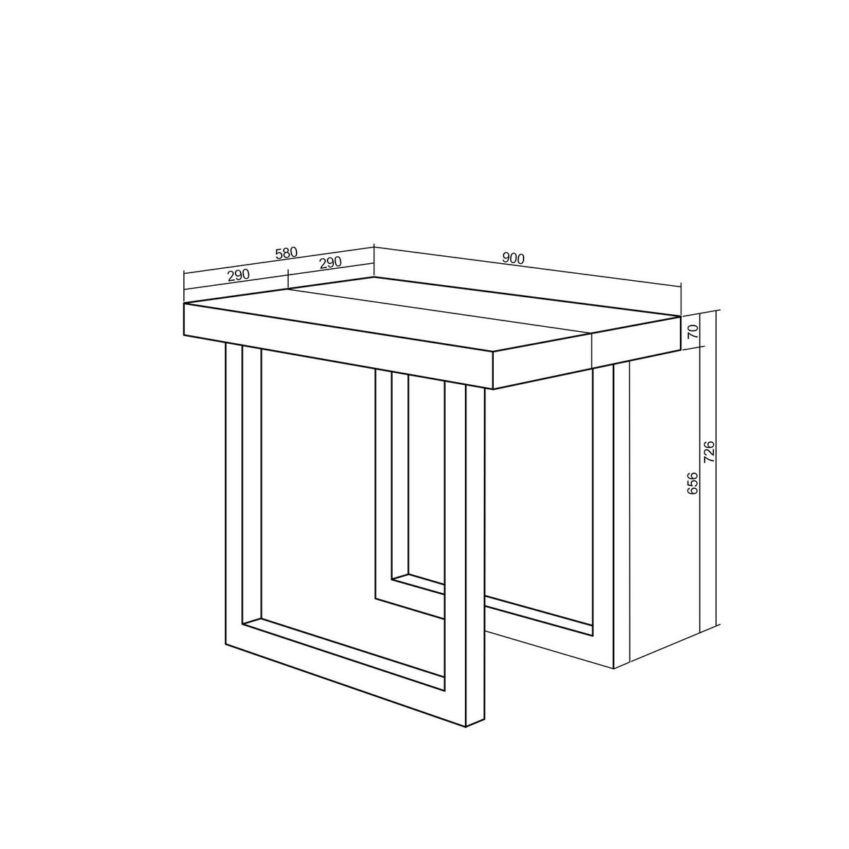 KONSOLENTISCH ausziehbar 58 bis 140cm, für 6 Gäste, eiche, 90/58/73cm - Eichefarben, Holzwerkstoff (90/140/73cm) - Skraut Home
