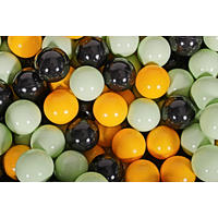 BÄLLE für Bällebad, Spielbälle, Plastikbälle für Kinder Set 50 pcs.: Hellgrün/Gelb/Schwarz - Schwarz Hochglanz, Textil (7/7/7cm) - MeowBaby