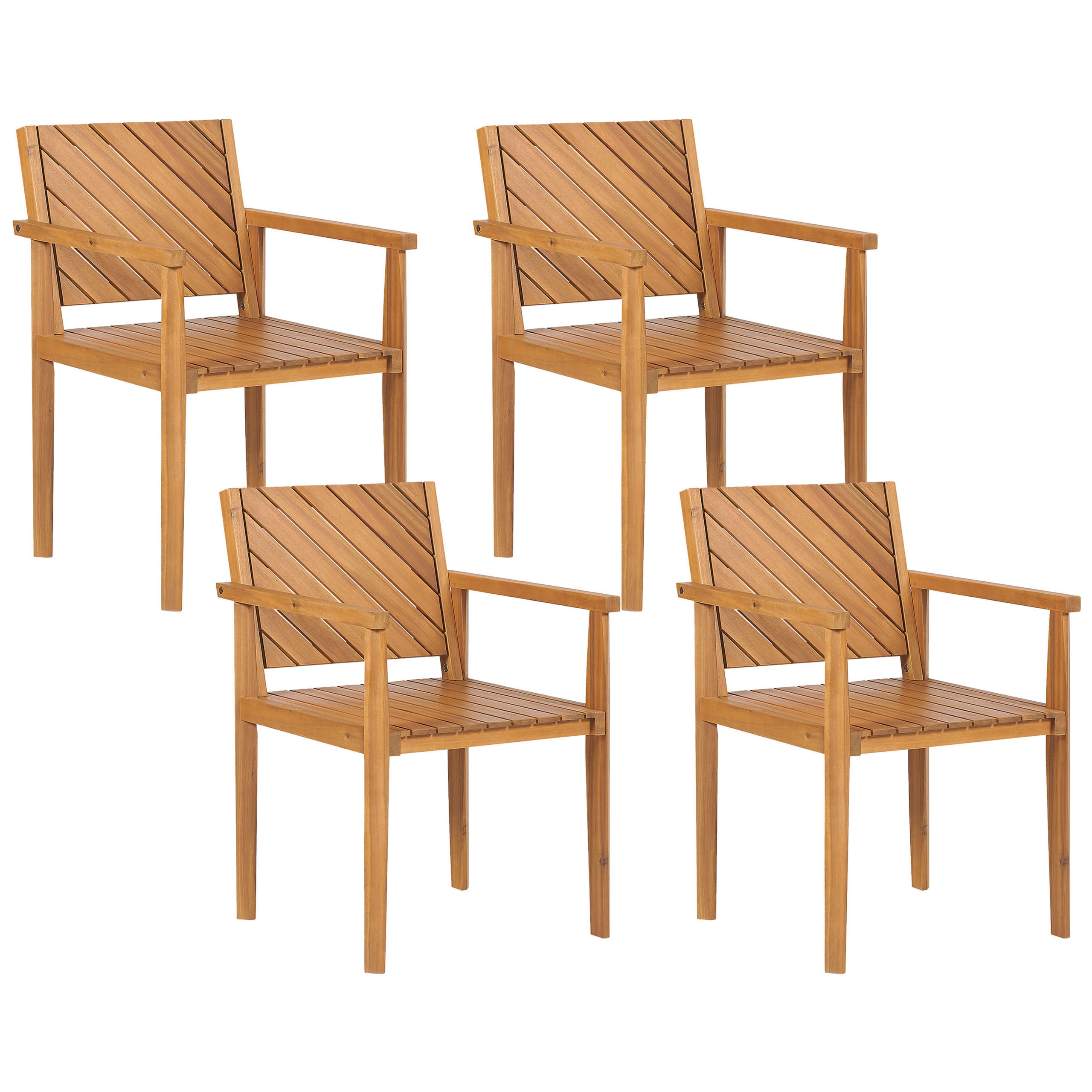 GARTENSTUHL 4er-Set Akazienholz hellbraun Baratti - Hellbraun, Holz (55/82/40cm) - Beliani