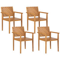 GARTENSTUHL 4er-Set Akazienholz hellbraun Baratti - Hellbraun, Holz (55/82/40cm) - Beliani