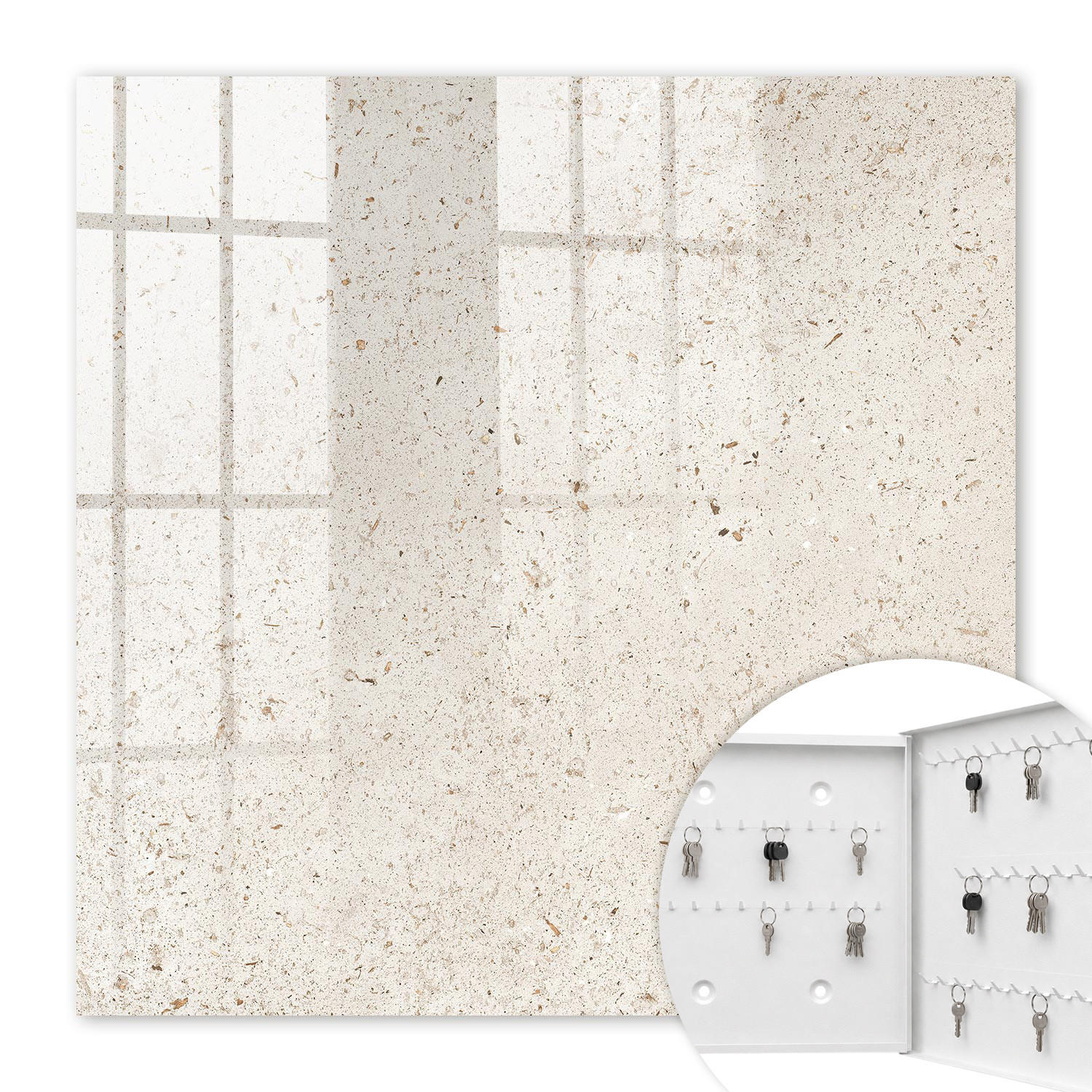 SCHLÜSSELBOX Weiß 30x30 cm – Türöffnung nach rechts - Beige Eleganz - Beige, Metall (30/30/5cm) - TULUP