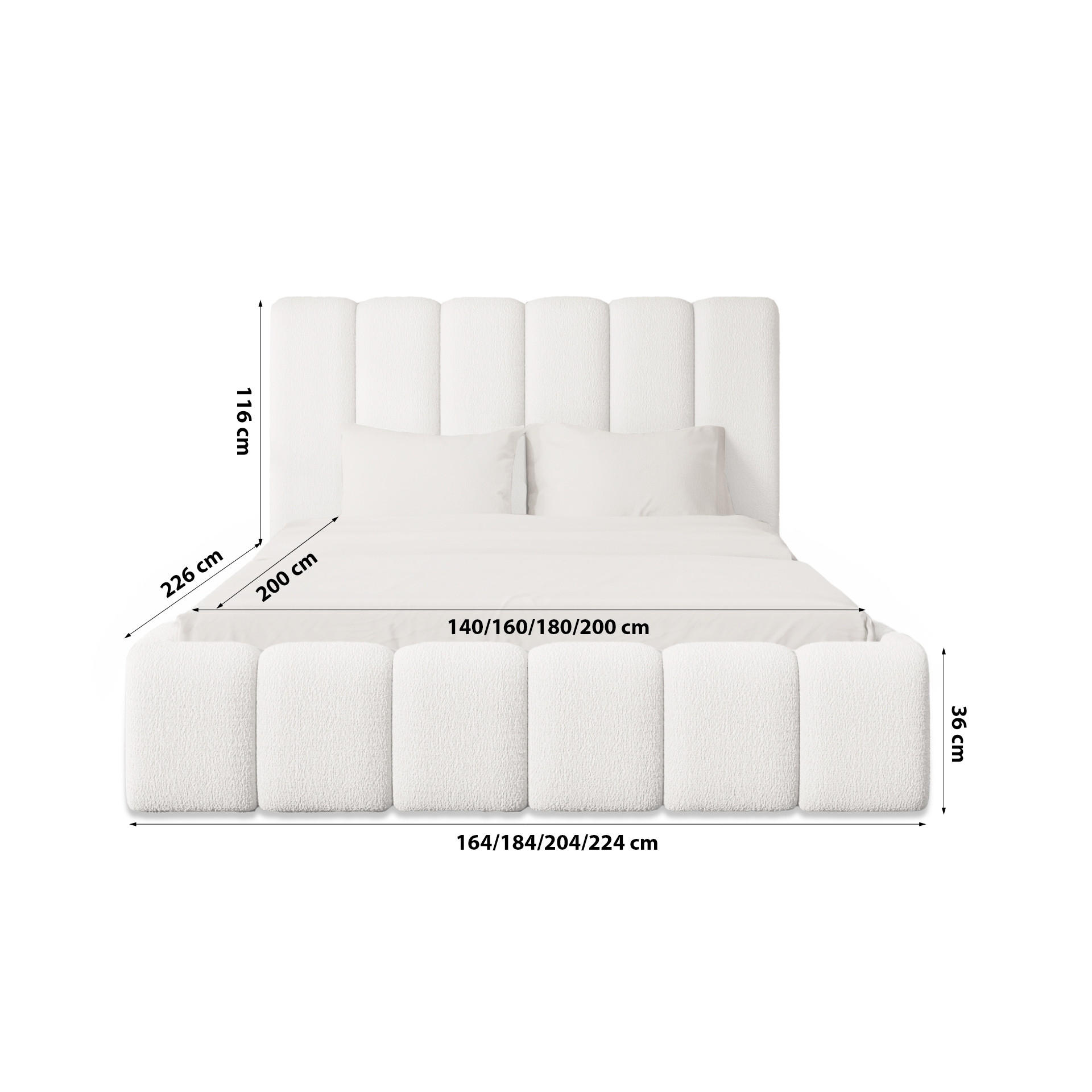 Thumbnail - Fedve Polsterbett, Weiß, Textil, 180x200 cm, Schlafzimmer, Betten