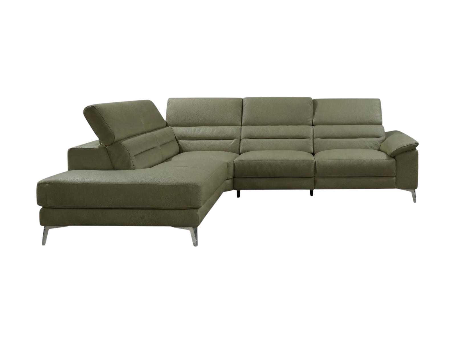 ECKSOFA Tucano Echtleder Olivgrün - Olivgrün, Leder/Metall (232/258cm)