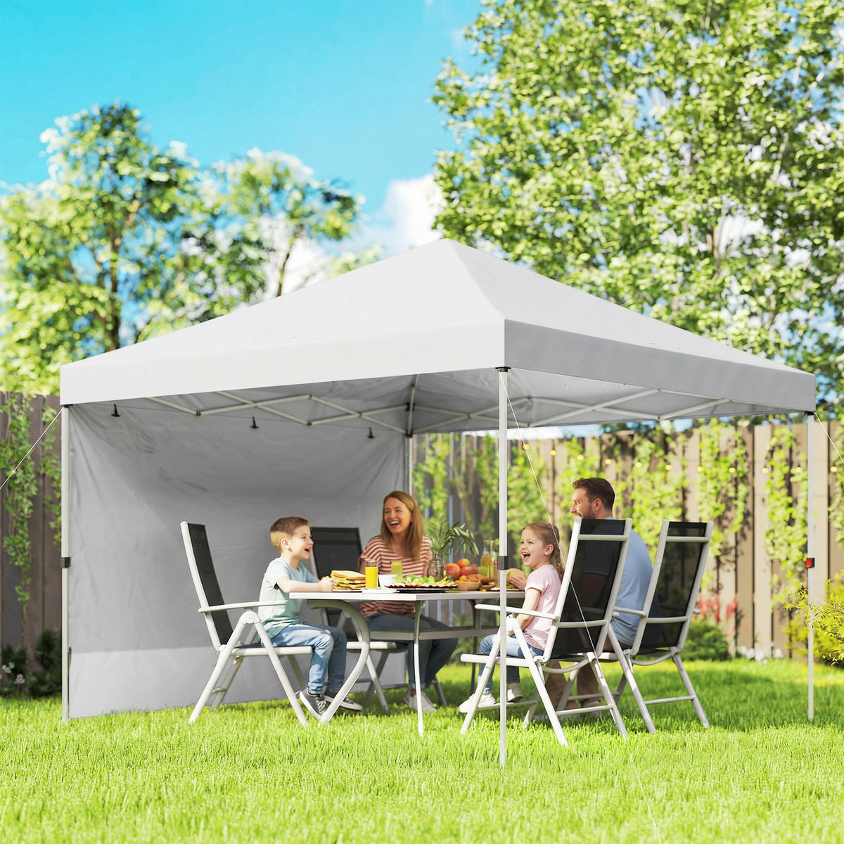 PAVILLON,POP-UP-FALTZELT UPF 50+, höhenverstellbar, 3x3 m ,Weiß - Weiß, Metall (293/270/293cm) - Vallsero