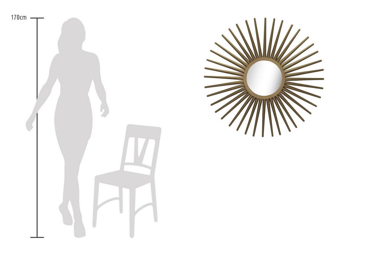 WANDSPIEGEL Gold 92/92 cm - Goldfarben, Metall (7.1/92/3cm) - KUNSTLOFT