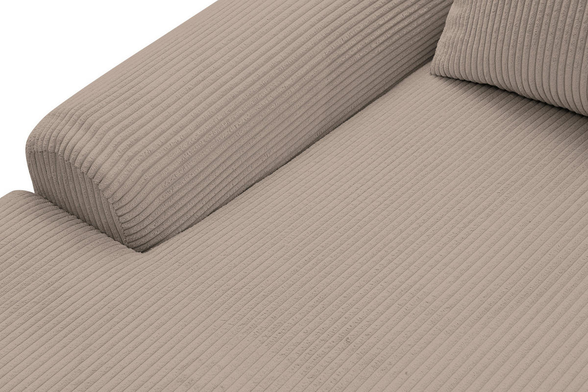 ECKSOFA Dream Cord in L-Form mit Schlaffunktion und Bettkasten, Farbe: Braun, Cordstoff, Ottomane Links - Braun, Textil (136/260cm) - VENASI MÖBEL