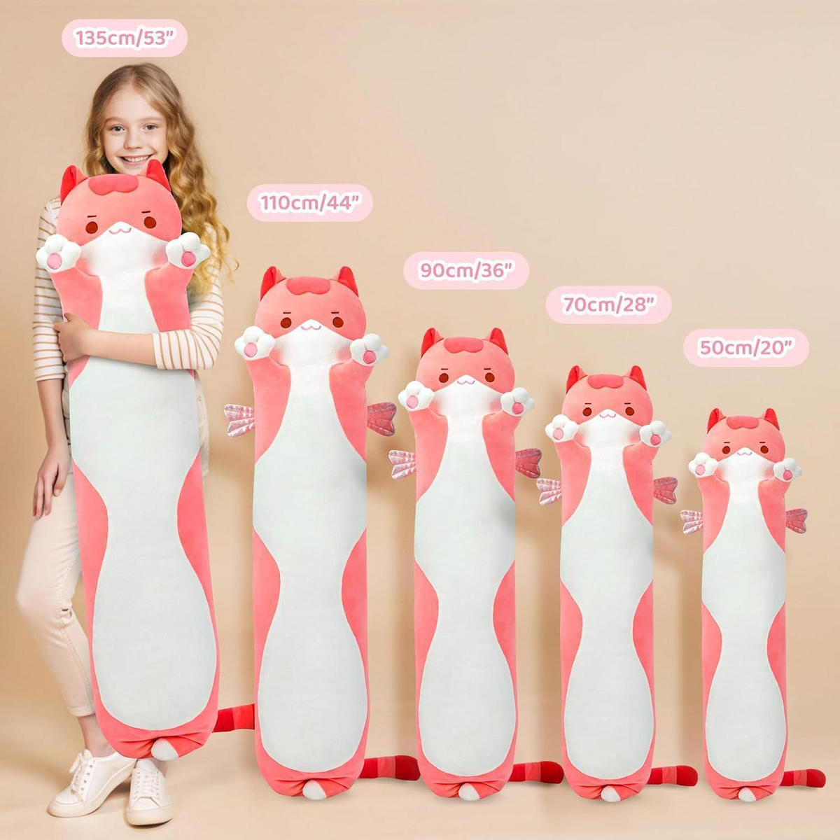 PLÜSCHKISSEN Katze 70 cm Rosa - Rosa, Textil (20/35cm)