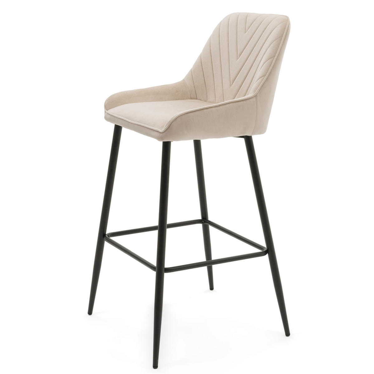 BARHOCKER VASTO gepolstert mit Steppung - beige - Samt Velours - Beige/Schwarz, Metall (50/95/55cm) - NEW HOME