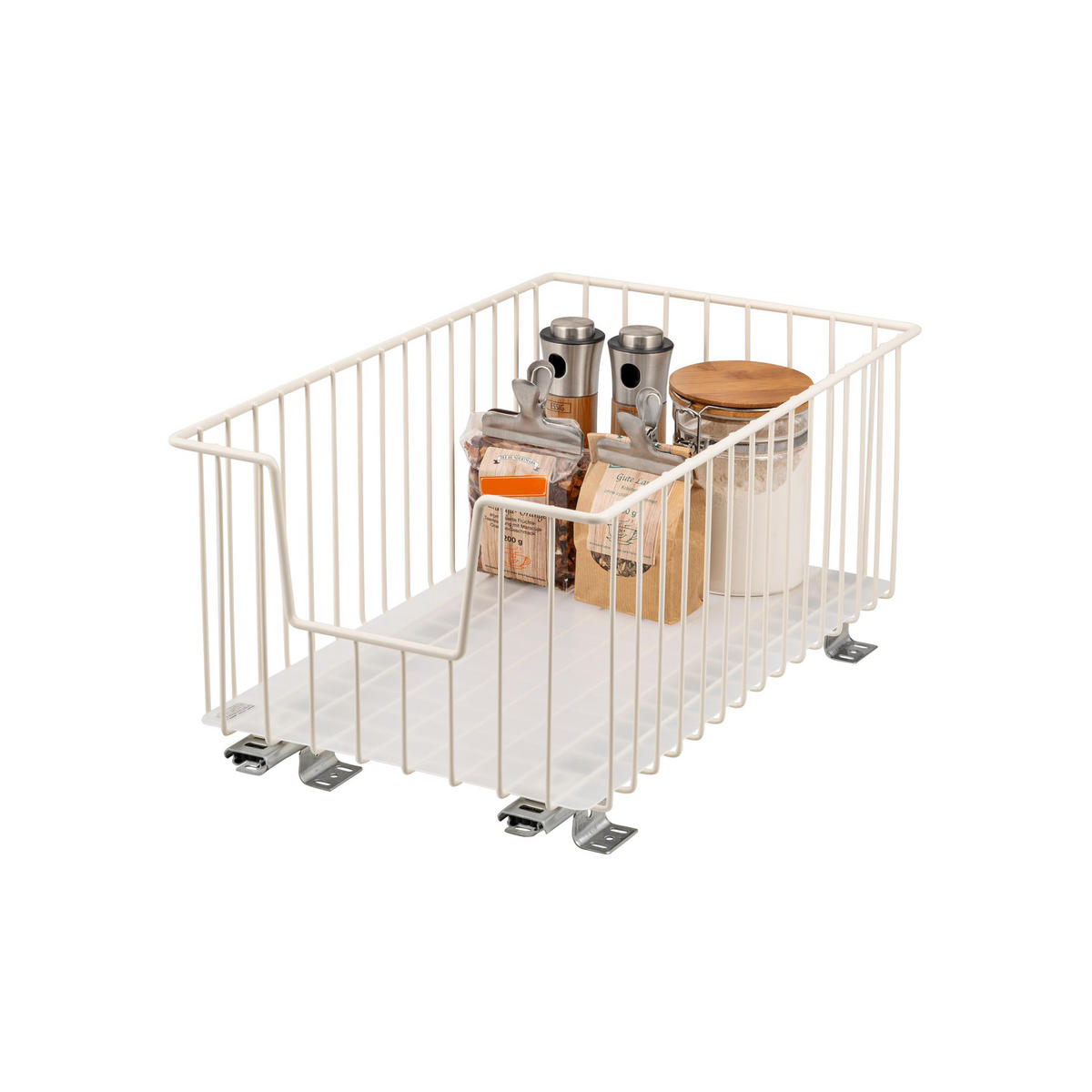 SCHRANK-KORBAUSZUG 30 cm mit Einlegeboden, cremeweiß - Creme, Metall (30/23/50.5cm) - bremermann