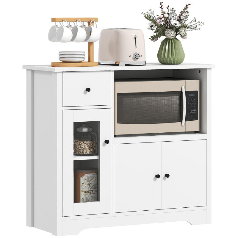 SIDEBOARD Weiß, 1 Schublade, 3 Türen, für Küche und Wohnraum - Weiß, Holz (80/72/35cm)