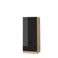 MIKROWELLENSCHRANK Fame-Line Schwarz Eiche hochglanz 60 cm - Honigeiche/Schwarz Hochglanz, Holzwerkstoff (60/153.6/58.1cm) - Vicco
