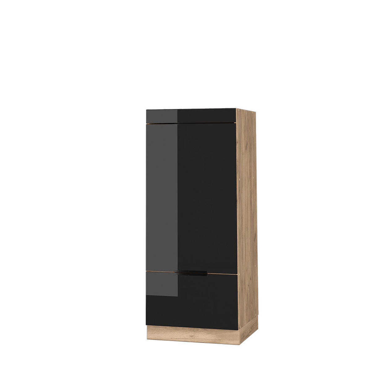 MIKROWELLENSCHRANK Fame-Line Schwarz Eiche hochglanz 60 cm - Honigeiche/Schwarz Hochglanz, Holzwerkstoff (60/153.6/58.1cm) - Vicco