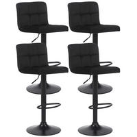 BARHOCKER 4er Set Samt Schwarz - Schwarz, Textil/Metall (40/85/40cm) - CLP