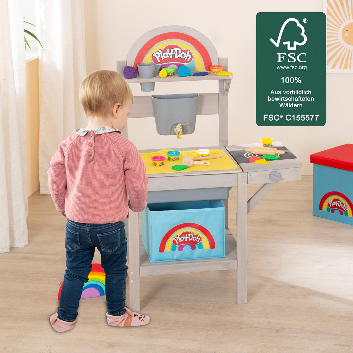 MATSCHKÜCHE roba x Play-Doh - Grau, Holz (65/35cm) - Roba