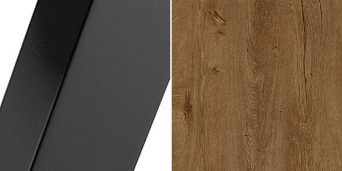 ESSTISCH Vento Eiche lefkas dunkel / Schwarz 160/260 / 90 / 76cm - Eichefarben/Schwarz, Holz/Holzwerkstoff (160/90/76cm) - Feldmann-Wohnen