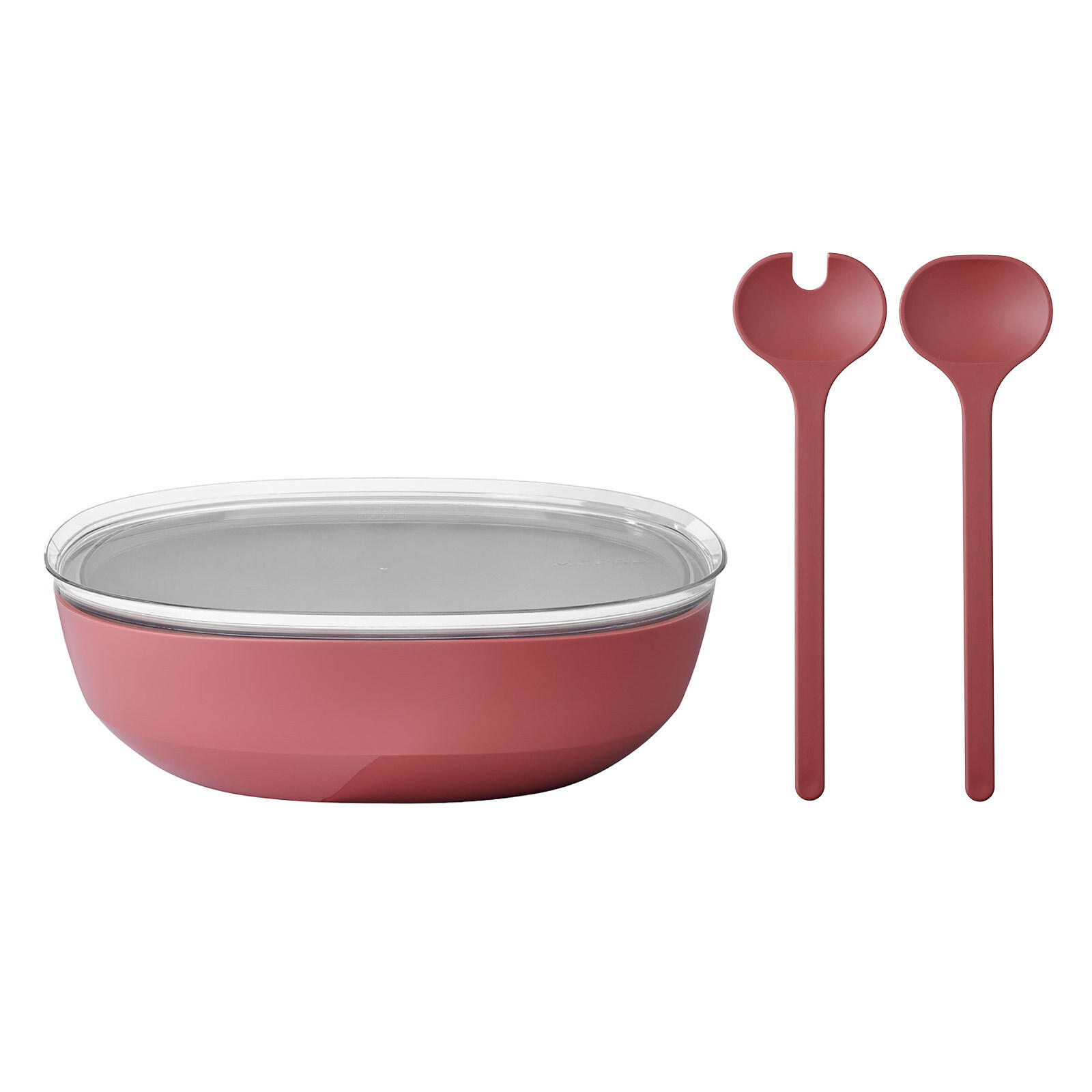 SERVIERSCHALE MIT DECKEL & SALATBESTECK Silueta Vivid Mauve 4000 ml - Rot/Rosa, Kunststoff (30.1cm) - Mepal