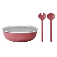 SERVIERSCHALE MIT DECKEL & SALATBESTECK Silueta Vivid Mauve 4000 ml - Rot/Rosa, Kunststoff (30.1cm) - Mepal